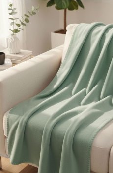 Однотонний плед - синьо-зелений