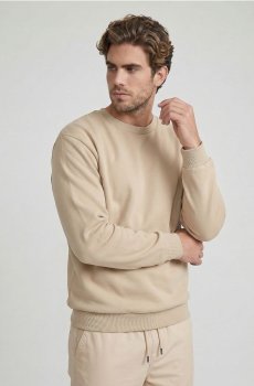 Базова кофта crewneck з домішкою бавовни - бежевий