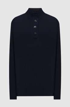 Синий свитер с шерстью с патчем логотипа
