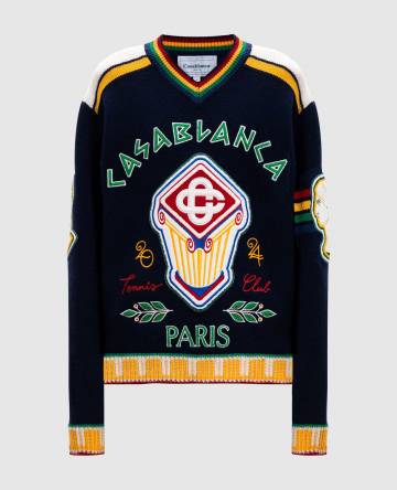 Синий пуловер Fraternity из шерсти с вышивкой логотипа