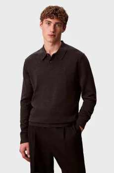 Мужское темно-серое шерстяное поло MERINO Серый XXL Calvin Klein LV04LD319G