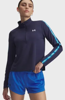 Женский темно-синий лонгслив UA Tech WM Tape Half Zip Синий M Under Armour 6005100-403