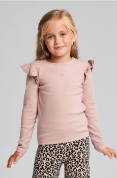 Футболка з трикотажу в рубчик - рожевий