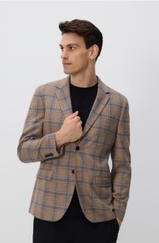 Reserved - Картатий блейзер slim fit - бежевий - YV650-80P