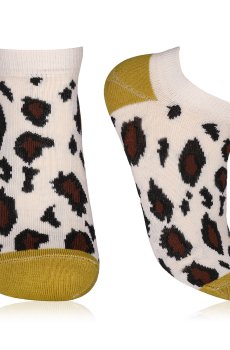 Носки женские AmiGA укороченные, леопард, молочно-коричневые, размер 23-25