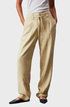 Женские бежевые брюки WAIST TIES TAPERED TWILL Бежевый XS Calvin Klein Jeans J20J223119