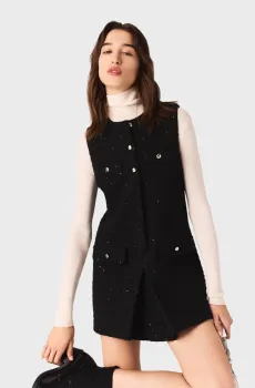 Женский черный твидовый комбинезон Черный 38 MAJE MFPCO00357_Black