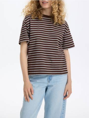 Reserved - Бавовняна футболка у смужку - світло-блакитний - 955ED-50X