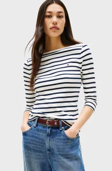 Женский белый лонгслив в полоску NEW CODY Белый L Tommy Hilfiger WW0WW40589