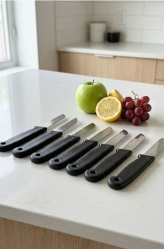 Набір кухонних ножів 7 pack - чорний