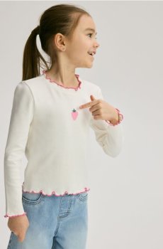 Reserved - Футболка, оздоблена вишивкою - кремовий - 818HT-01X