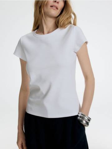 Reserved - Футболка з мерсеризованої бавовни - білий - 578GR-00X