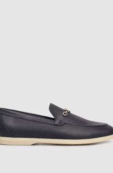 Синие кожаные лоферы с эмблемой