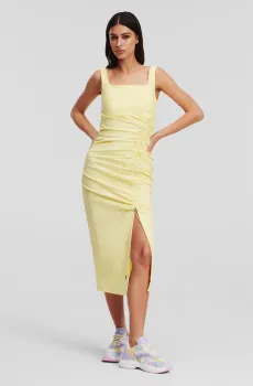 Женское желтое платье GATHERED STRETCH DRESS Желтый 40 Karl Lagerfeld 241W1303