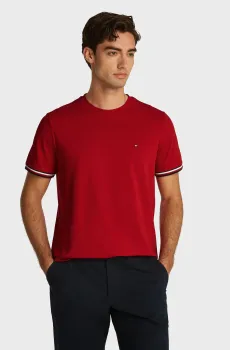 Мужская красная футболка GLOBAL STRIPE CUFF Красный XXL Tommy Hilfiger MW0MW38630