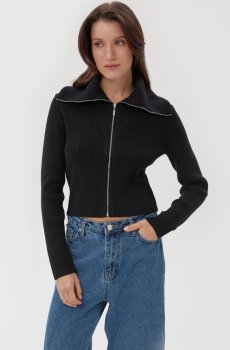 Кофта з широким коміром чорна Estro ER00114026