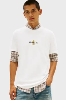 Мужская белая футболка REG SIGN Белый L Tommy Jeans DM0DM22532