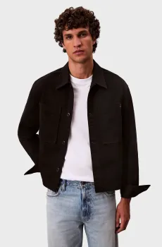 Мужская черная рубашка LS COTTON OVERSHIRT Черный M Calvin Klein Jeans LV04RD110G