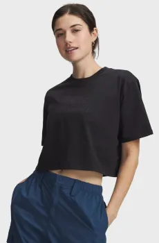 Женская черная футболка UA W SCRIPTHEART CROP SS-BLK Черный XS Under Armour 6011506-001