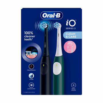 Набор электрических зубных щеток Oral-B iO Series 2 Clean & Care (ультрачерная, 1 шт + лесно-зеленая, 1 шт) Набор электрических зубных щеток Oral-B iO Series 2 Clean & Care (ультрачерная, 1 шт + лесно-зеленая, 1 шт)