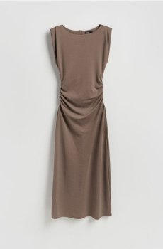 Reserved - Сукня максі з драпіруванням - бежевий - 721KS-80X