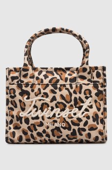 Бежевая сумка-тоут в леопардовый принт