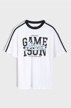 Оверсайз футболка з об’ємним написом "Atlanta" - білий