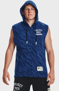 Мужское темно-синее худи с узором Pjt Rck Rival Pt SL FZ TG Синий M Under Armour 1377444-471