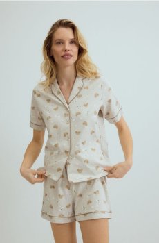Reserved - Піжамний комплект із двох предметів із принтом - бежевий - 952HQ-80X