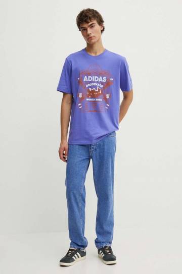 Хлопковая футболка adidas Originals мужская цвет фиолетовый с принтом IZ2584 Хлопковая футболка adidas Originals мужская цвет фиолетовый с принтом IZ2584