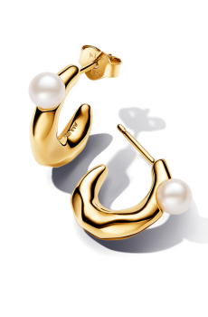 Сережки "Хвилясте коло" з перлинами