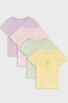Бавовняні футболки з мотивом фруктів 4 pack - світло-жовтий