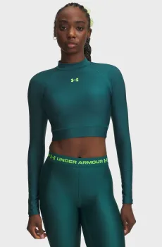 Женский зеленый топ HeatGear Crop Mock LS Зеленый M Under Armour 6012691-338