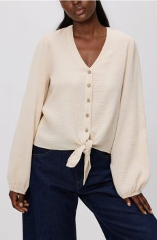 Reserved - Муслінова сорочка з зав’язкою - бежевий - 790II-08X