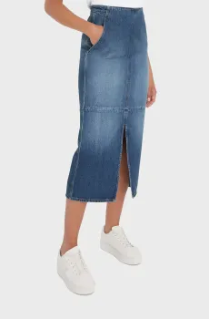 Женская синяя джинсовая юбка DNM MIDI SKIRT HW BETH CTD Синий 36 Tommy Hilfiger WW0WW42582