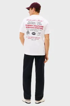 Мужская белая футболка SERVICE STATION TEE Белый M Tommy Hilfiger MW0MW41460
