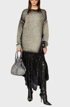 Женское серое шерстяное платье M-KIMOLOS DRESS Серый M Diesel A11160 0BIAF