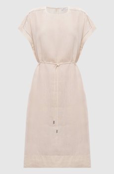 Бежевое платье из льна