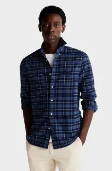 Мужская синяя рубашка в клетку BRUSHED EASY CHECK RF Синий S Tommy Hilfiger MW0MW37207