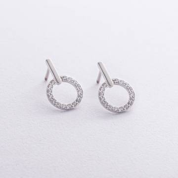 Серьги - пусеты "Tessa" с фианитами (белое золото) с08806 Серьги - пусеты "Tessa" с фианитами (белое золото) с08806