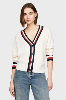 Женский белый шерстяной кардиган GLOBAL STP WOOL CASH Белый XS Tommy Hilfiger WW0WW42151
