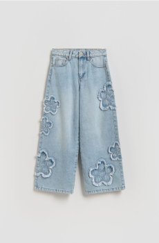 Reserved - Джинси wide-leg з аплікаціями - синій - 620FZ-50J