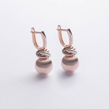 Золотые серьги "Шар" на английской застежке с07043 Золотые серьги "Шар" на английской застежке с07043