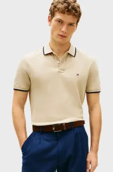Мужское бежевое поло UNDERCOLLAR REG Бежевый S Tommy Hilfiger MW0MW42748
