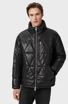 Мужская черная кожаная куртка BROCKWELL Черный XXL AllSaints M025LD