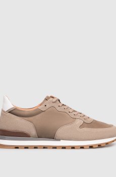 Коричневые замшевые кроссовки с логотипом