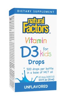 Витамин Д3 для детей Natural Factors Vitamin D3 Drops 400 МЕ, без ароматизаторов, в каплях, 15 мл