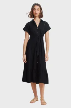 Женское черное льняное платье Черный 36 SPRINGFIELD 7953620