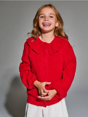 Джемпер з оборками - червоний