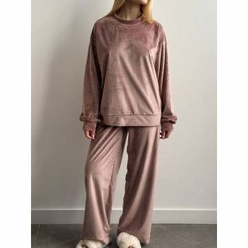 Костюм женский Miso Велюр (плюш), брюки и кофта, коричневый, размер M (13849)